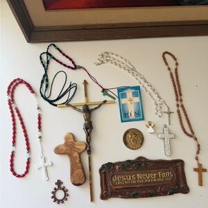 Vintage Religious Necklace Collection - Red, White, Brown
